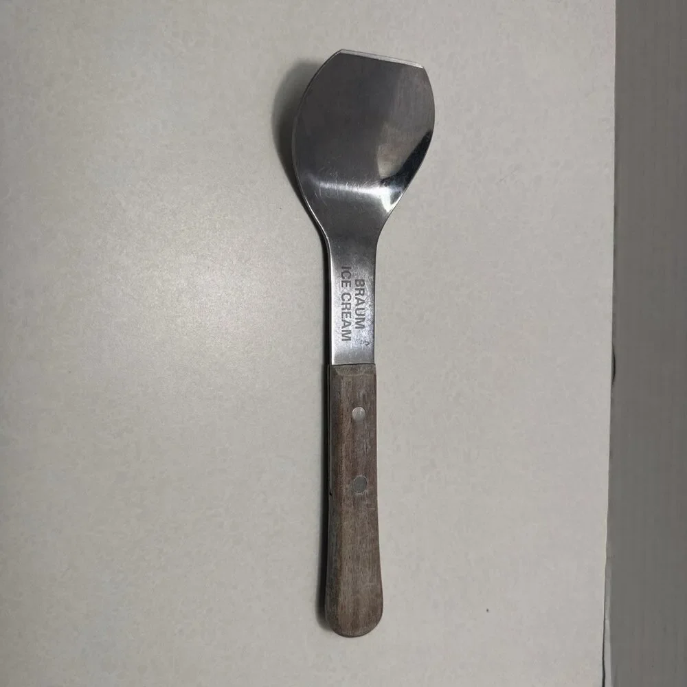 Vtg Vernco Ice Cream Spade Spoon Scoop Stainless w Wood Handle Vernon Co